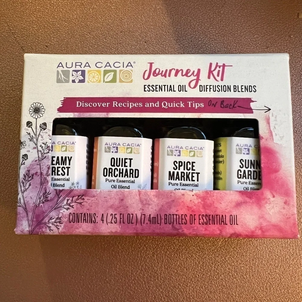 🆕Aura Cacia Journey to Diffusion Kit 4 Pure Essential Oils Blends Citrus Spice